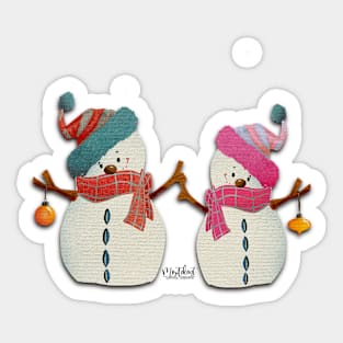 Cute snowman and snowwoman christmas Sticker